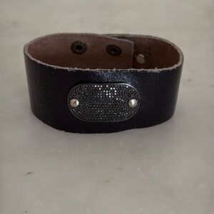 Designer leather crystal cuff